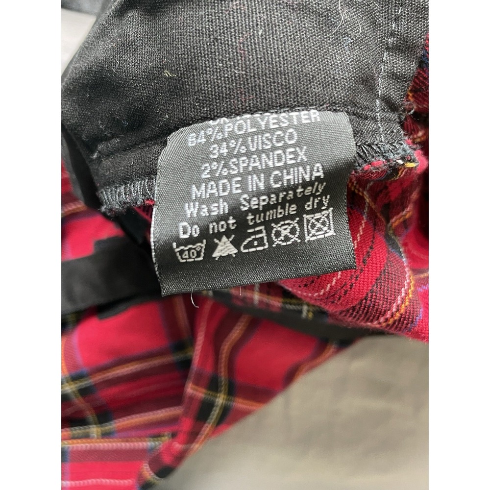 Hell Bunny Tartan Plaid Rudie Pants Womens Large Red Goth Punk Grunge Zippers - Picture 8 of 12